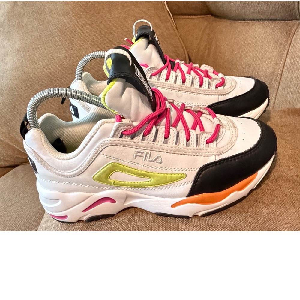 Fila Ray Tracer White Black Multi Color Chunky Sneakers Womens 8 5FM00650-133 - Picture 13 of 15
